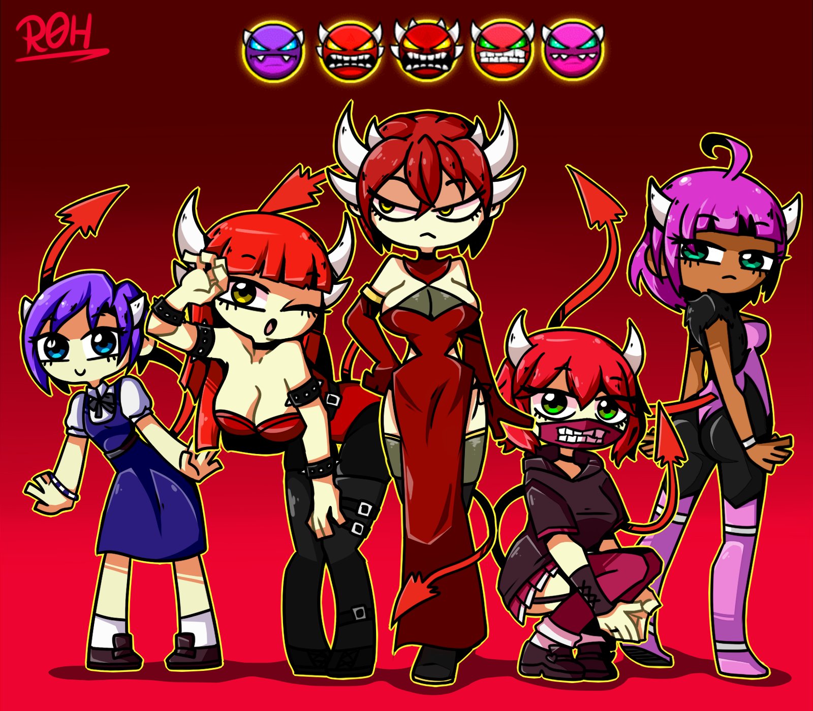 Geometry Dash Demon girls,game,futanari,monster-girl,multiple,femdom,female...
